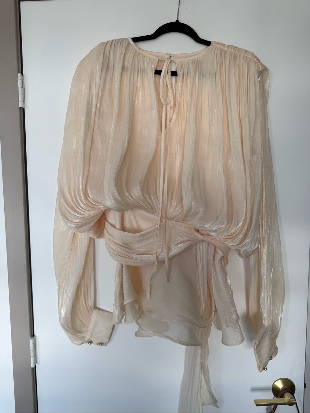 Miss Rosier Eugénie Neutral Fully Pleated Ruffled Mini Dress Size XS EXTRA SMALL